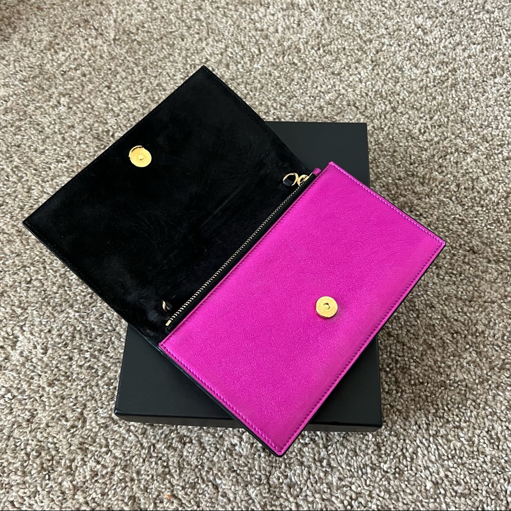 Saint Laurent Classic Monogram Leather Wallet On Chain W/ Tassel Metallic Pink - Picture 5 of 16